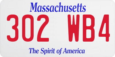MA license plate 302WB4