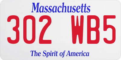 MA license plate 302WB5