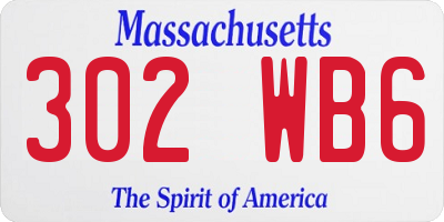 MA license plate 302WB6