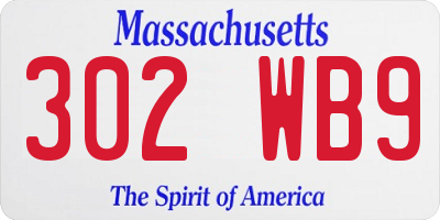 MA license plate 302WB9