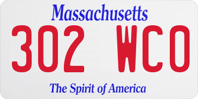 MA license plate 302WC0