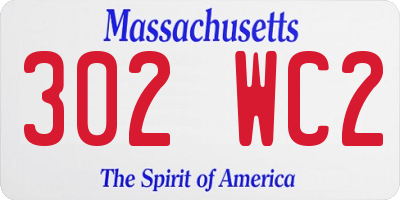 MA license plate 302WC2