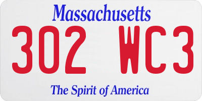 MA license plate 302WC3