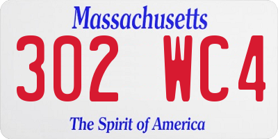 MA license plate 302WC4