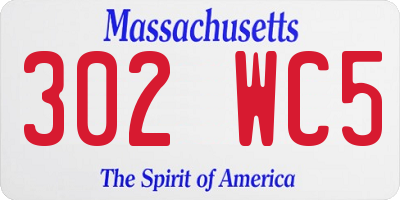 MA license plate 302WC5
