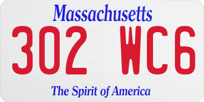 MA license plate 302WC6