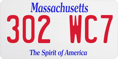 MA license plate 302WC7