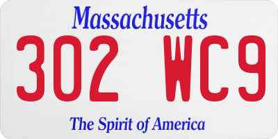 MA license plate 302WC9