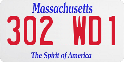 MA license plate 302WD1
