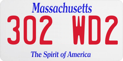 MA license plate 302WD2