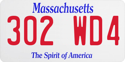 MA license plate 302WD4