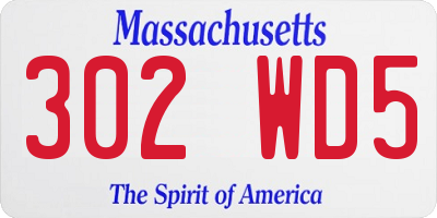 MA license plate 302WD5