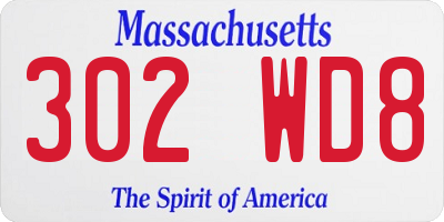 MA license plate 302WD8