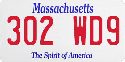 MA license plate 302WD9