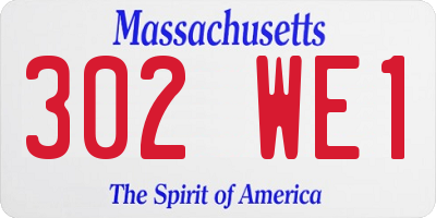 MA license plate 302WE1