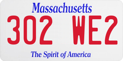 MA license plate 302WE2