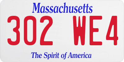 MA license plate 302WE4