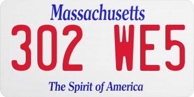 MA license plate 302WE5