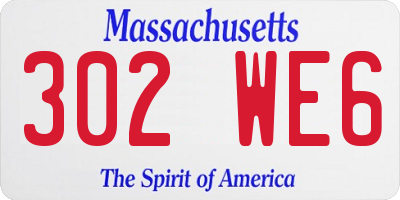 MA license plate 302WE6
