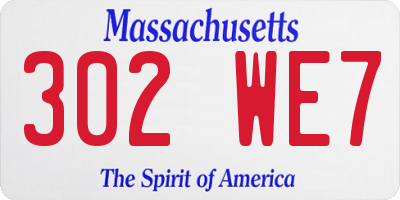 MA license plate 302WE7