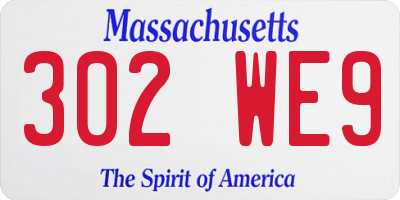 MA license plate 302WE9