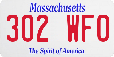 MA license plate 302WF0