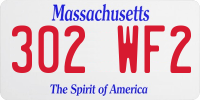 MA license plate 302WF2