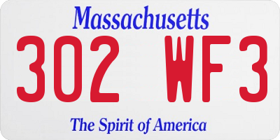 MA license plate 302WF3