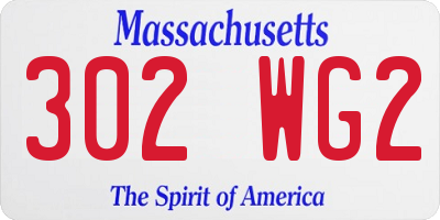 MA license plate 302WG2
