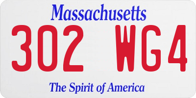 MA license plate 302WG4