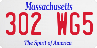 MA license plate 302WG5