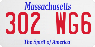 MA license plate 302WG6