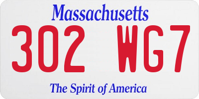 MA license plate 302WG7
