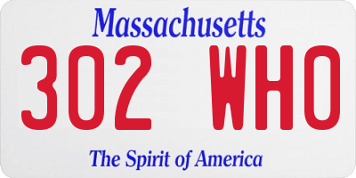 MA license plate 302WH0