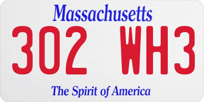 MA license plate 302WH3