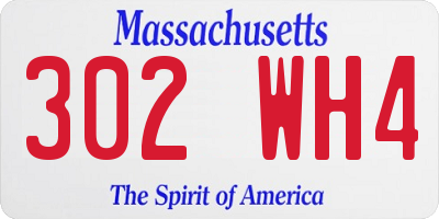 MA license plate 302WH4