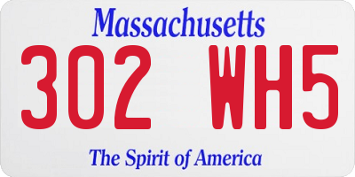 MA license plate 302WH5