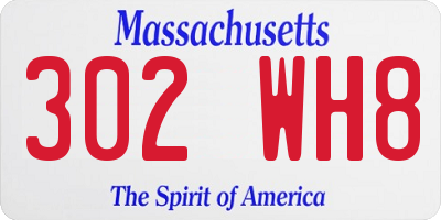 MA license plate 302WH8