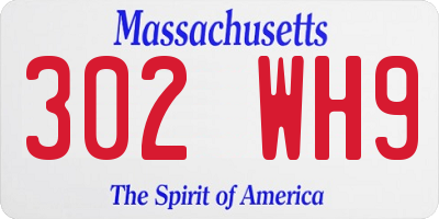 MA license plate 302WH9