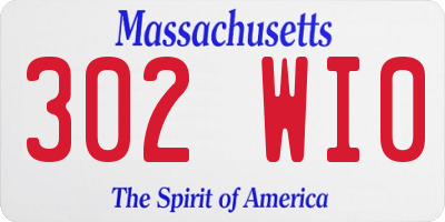 MA license plate 302WI0