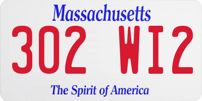MA license plate 302WI2
