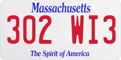MA license plate 302WI3