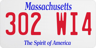 MA license plate 302WI4