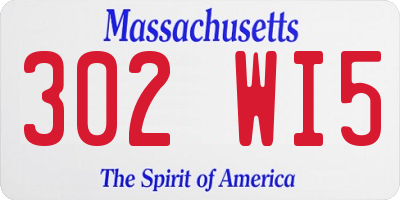 MA license plate 302WI5
