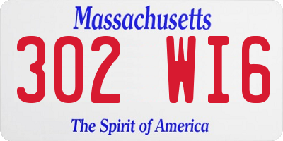 MA license plate 302WI6