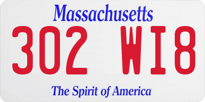 MA license plate 302WI8