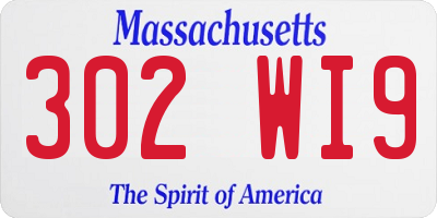 MA license plate 302WI9