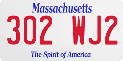 MA license plate 302WJ2