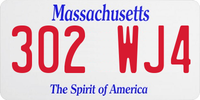 MA license plate 302WJ4