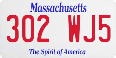MA license plate 302WJ5